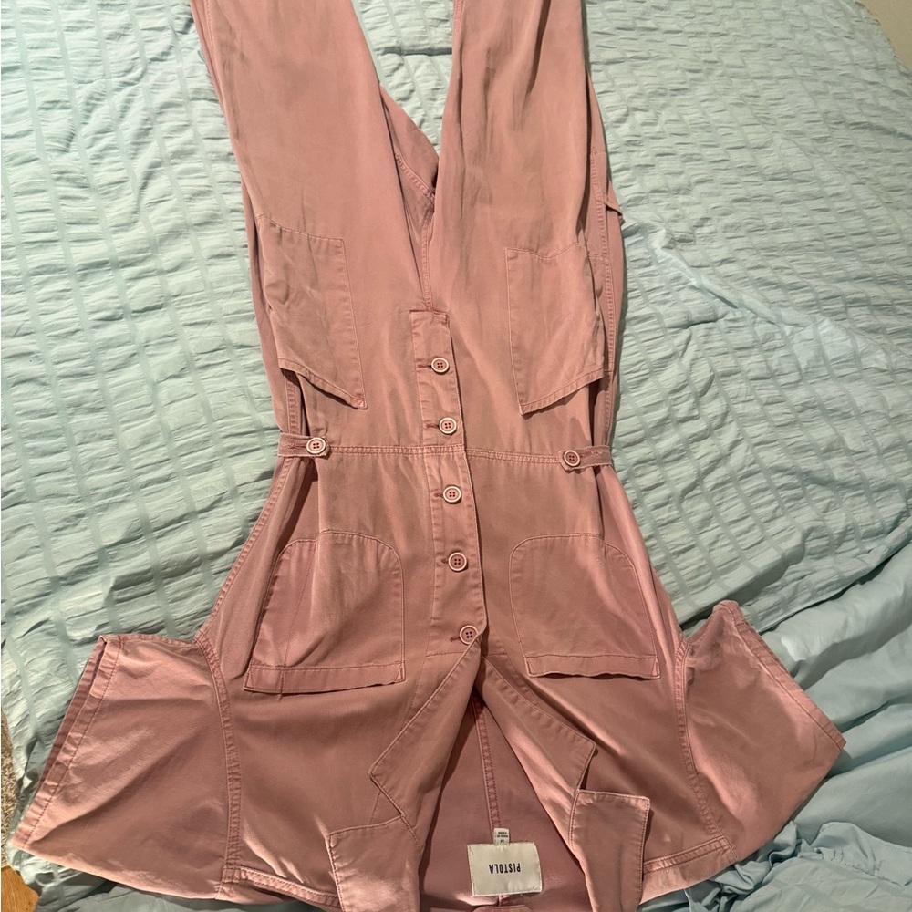 Pink Button-Down Jumpsuit